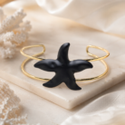 Noir Starfish Gold Open Cuff Kada