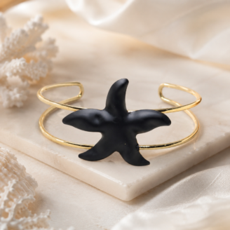 Noir Starfish Gold Open Cuff Kada