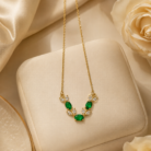 Emerald Blossom Gold Chain Necklace